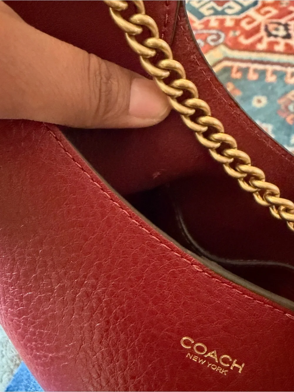 Coach Brooklyn Leather Shoulder Bag Ruby red